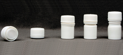 Round Bottle with Cap containing Silicagel Canister for Pharma. Ind.